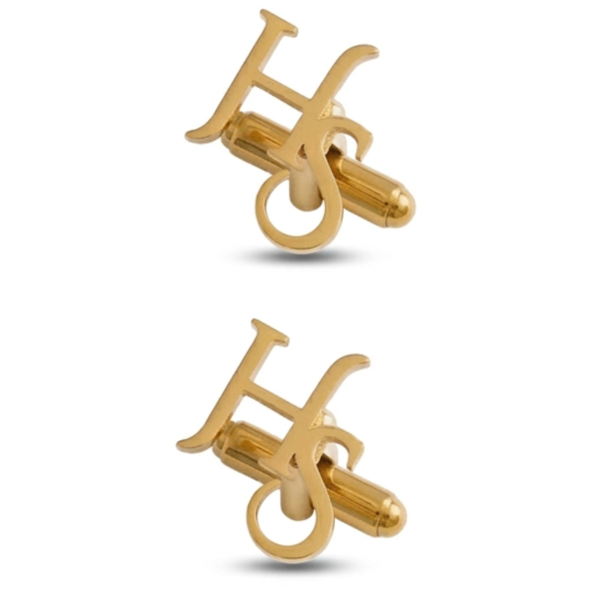 Personalized Interlocking Serif Initial Cufflinks - Custom Brass Monogram Jewelry