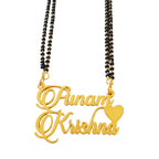 Personalized Double Name Mangalsutra with Heart - Custom Couple Name Jewelry