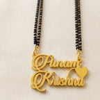 Personalized Double Name Mangalsutra with Heart - Custom Couple Name Jewelry