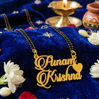 Personalized Double Name Mangalsutra with Heart - Custom Couple Name Jewelry