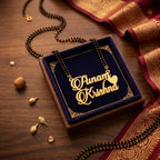 Personalized Double Name Mangalsutra with Heart - Custom Couple Name Jewelry
