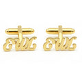 Custom 3-Letter Monogram Script Cufflinks - Personalized Brass Jewelry for Men