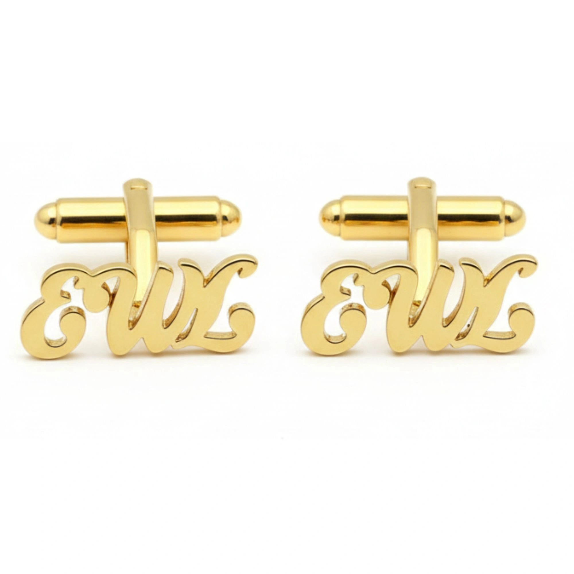 Custom 3-Letter Monogram Script Cufflinks - Personalized Brass Jewelry for Men