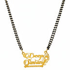 Personalized Peacock & Flute Couple Name Mangalsutra – Gold Plated Traditional Jewelry