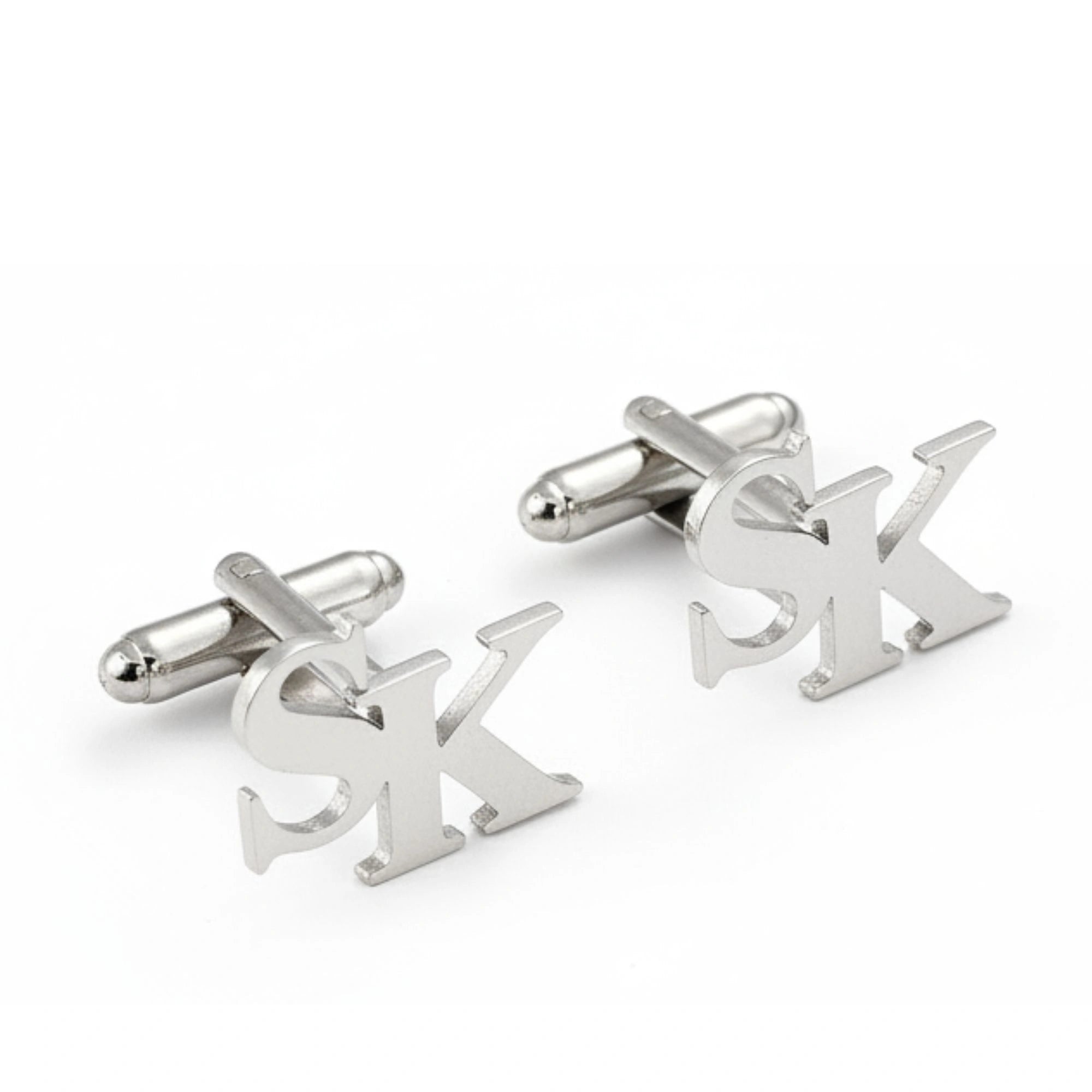 Personalized Double Initial Block Name Cufflinks - Custom Brass Monogram Men's Jewelry