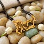 Customised Couple Name Mangalsutra with Crown and Heart Design for Anniversary & Wedding Gift for Women