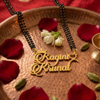 Customised Couple Name Mangalsutra with Crown and Heart Design for Anniversary & Wedding Gift for Women