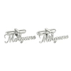 Personalized Brass Name Cufflinks - Custom Script Font Lettering for Men
