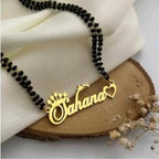Personalized Single Name Mangalsutra with Crown, Heart & Star Design Unique Gift for Her, Wife & Brides