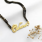 Personalized Single Name Mangalsutra with Crown, Heart & Star Design Unique Gift for Her, Wife & Brides