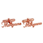 Personalized Brass Name Cufflinks - Custom Script Font Lettering for Men