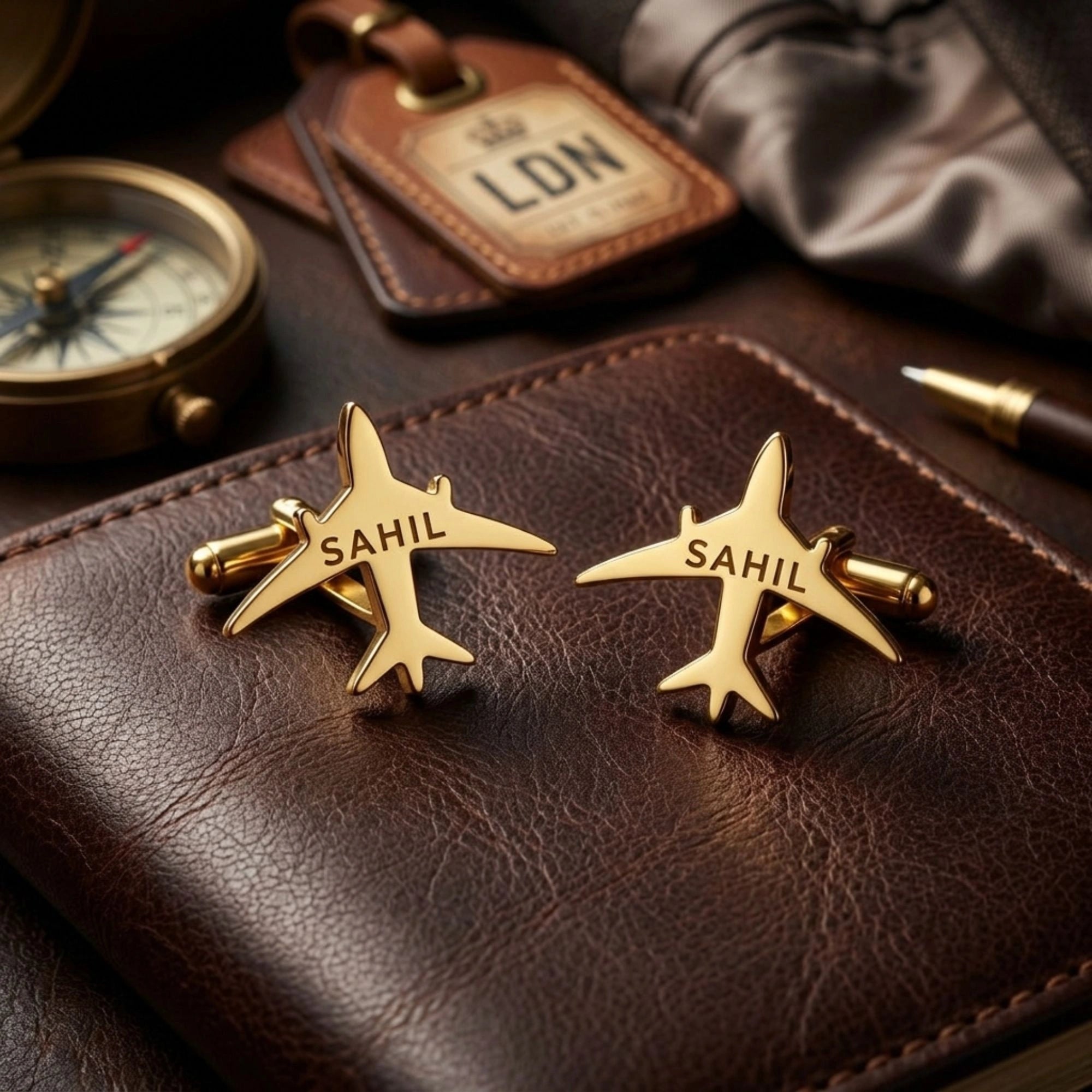 Personalized Name Aeroplane Cufflinks for Men Formal Shirt