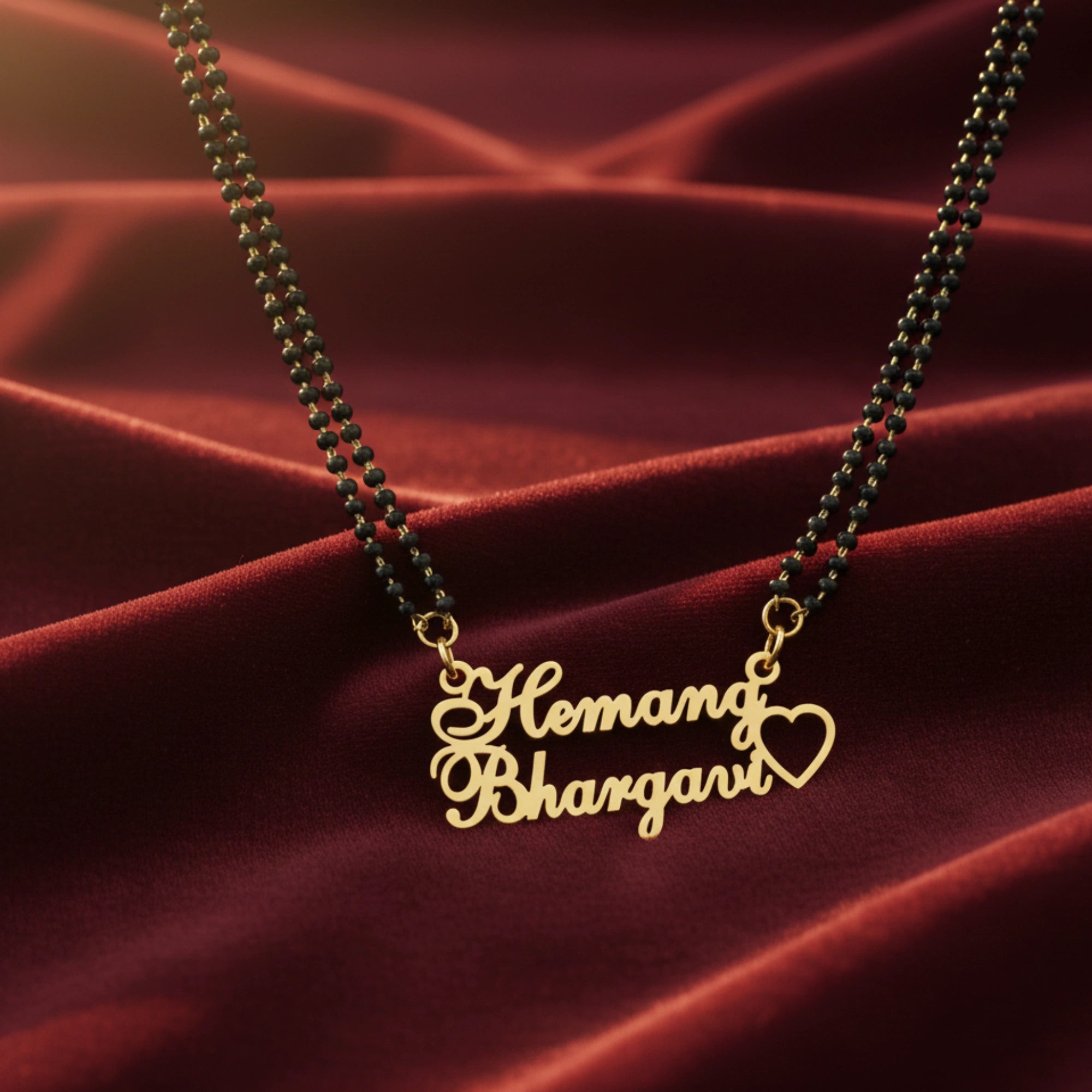 Personalized Couple Name Mangalsutra for Women with Couple Names and Heart Gift for Wife, Anniversary & Wedding