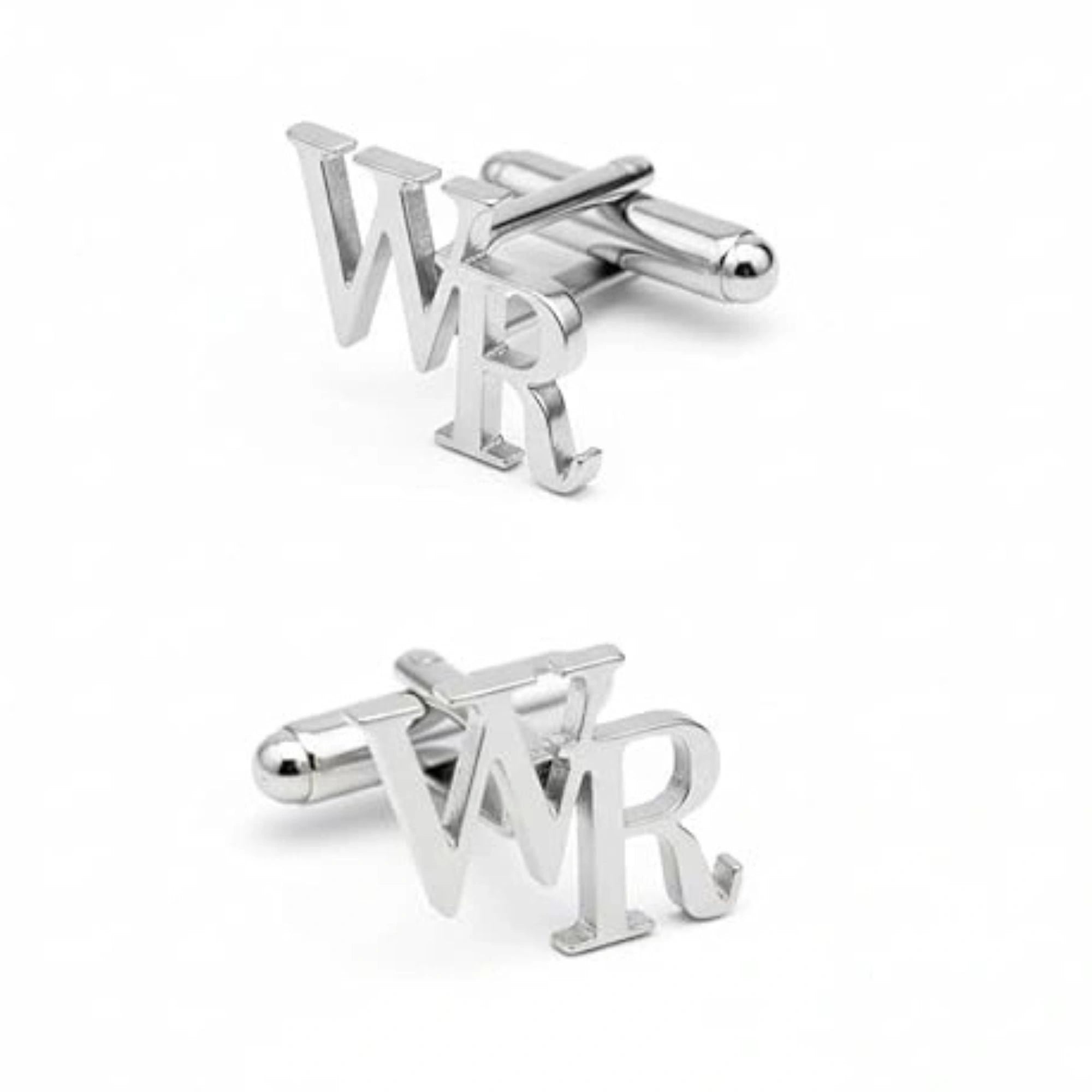 Personalised Initial Name Cufflinks for Men – Custom Silver Alphabet Monogram Cuff Links – Formal Shirt Accessory for Wedding Groom & Corporate Wear