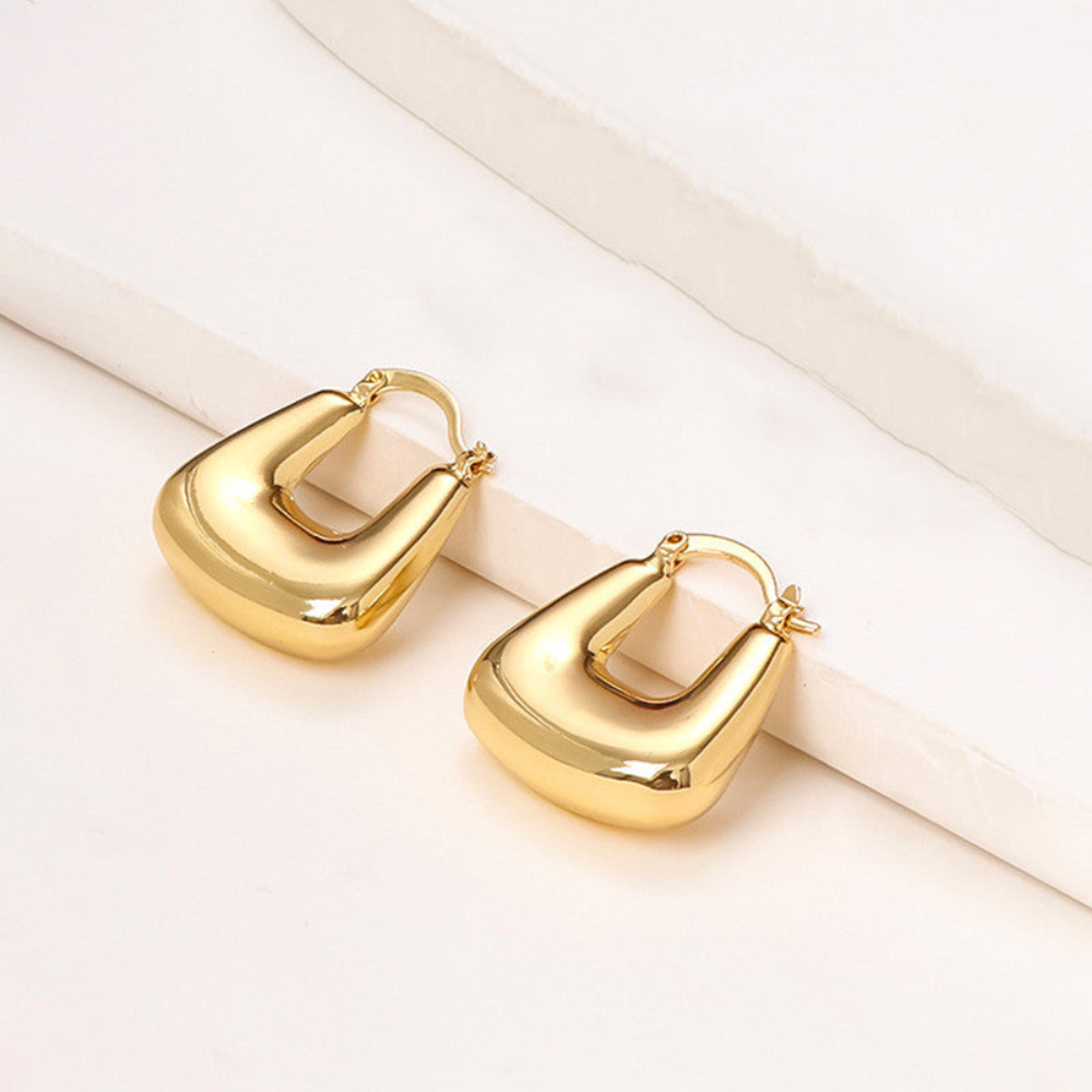 Rectangle Bubble Earrings | Gold Finish Modern Statement Jewelry
