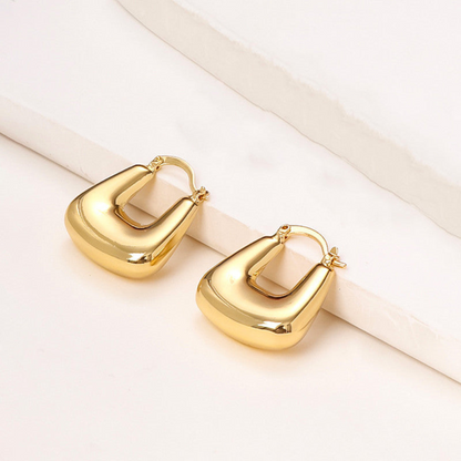 Rectangle Bubble Earrings | Gold Finish Modern Statement Jewelry