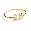 Personalized Double Initial Cuff Bracelet - Gold Plated Custom Two Letter Bangle for Women & Girls