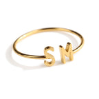 Personalized Double Initial Cuff Bracelet - Gold Plated Custom Two Letter Bangle for Women & Girls