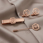 Personalized Initial Cufflinks, Tie Clip & Lapel Pin Set - Custom Brass Jewelry Gift Box for Men