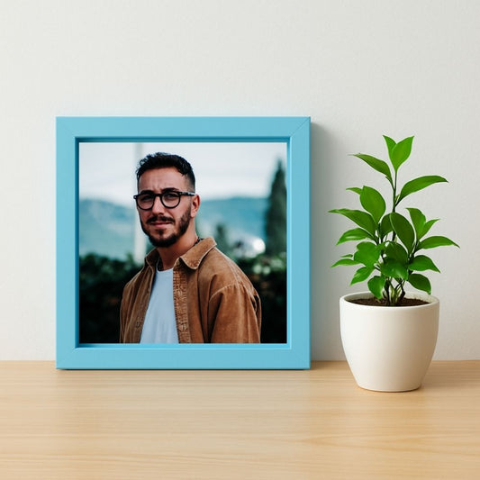 MOSKAI Personalised Blue Photo Frame of a Handsome Man Portrait
