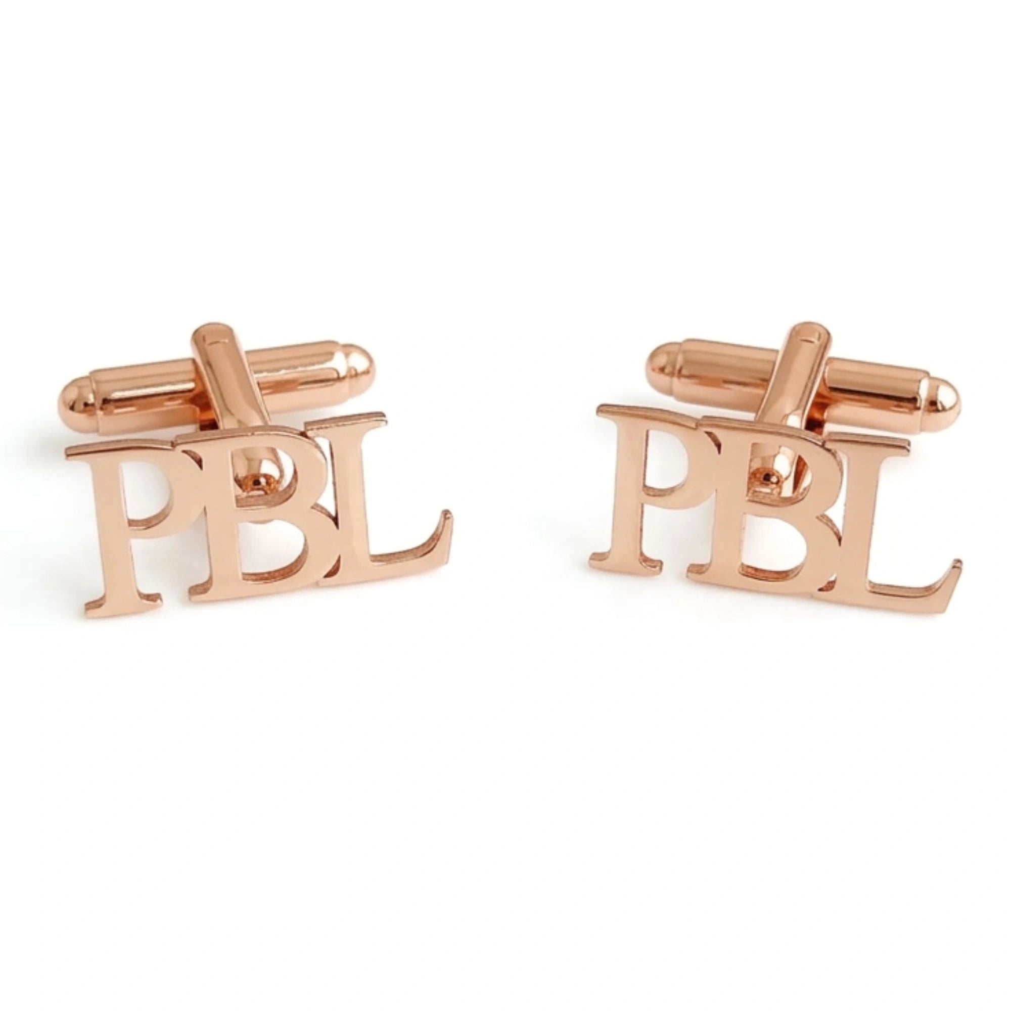 3-Letter Block Initial Name Cufflinks – Personalized Brass Men’s Jewelry