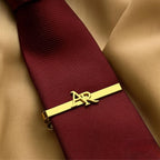 Personalized Initials Name Tie Pin for Men | Custom Brass Tie Bar with Cut-out Letters