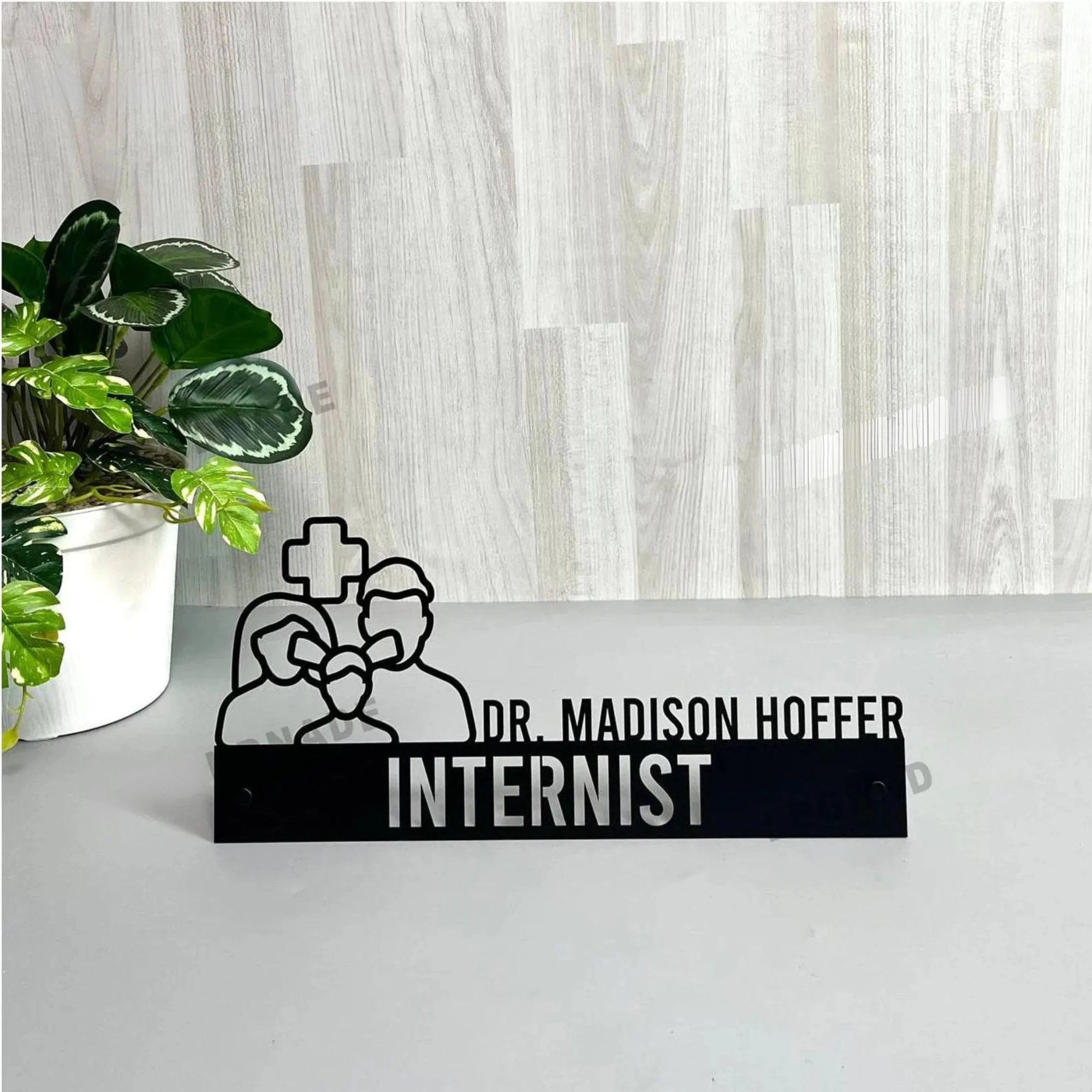 Custom Internist Desk Name Plate - Personalized Stainless Steel Physician Desk Sign, Family Doctor Medical Office Decor