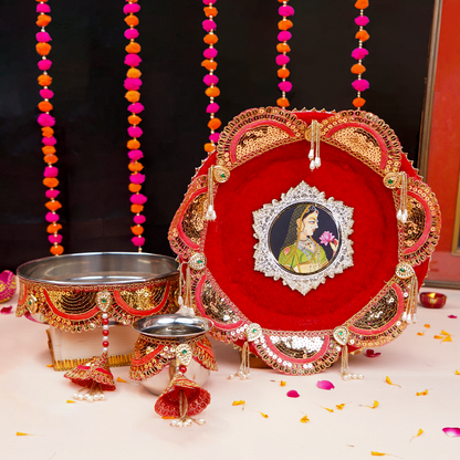 MOSKAI Rose Red Maharani Collection Thali Set