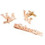 Custom Personalized Initial Cufflinks & Full Name Tie Pin Set - Brass Accessory Combo - Unique Groom, Father & Corporate Gift Set