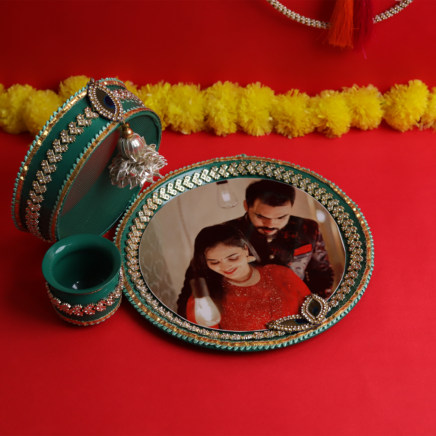 MOSKAI Photo Thali | Personalized Pooja Thali | Custom Aarti Plate with Photo