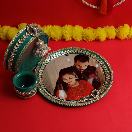 MOSKAI Photo Thali | Personalized Pooja Thali | Custom Aarti Plate with Photo