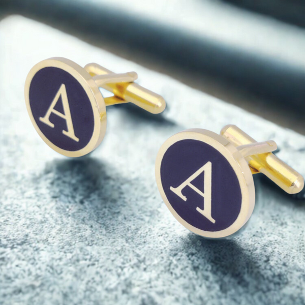 Personalized 18K Gold Plated Alphabet Cufflinks | for Gifting, Wedding, Formal Wear