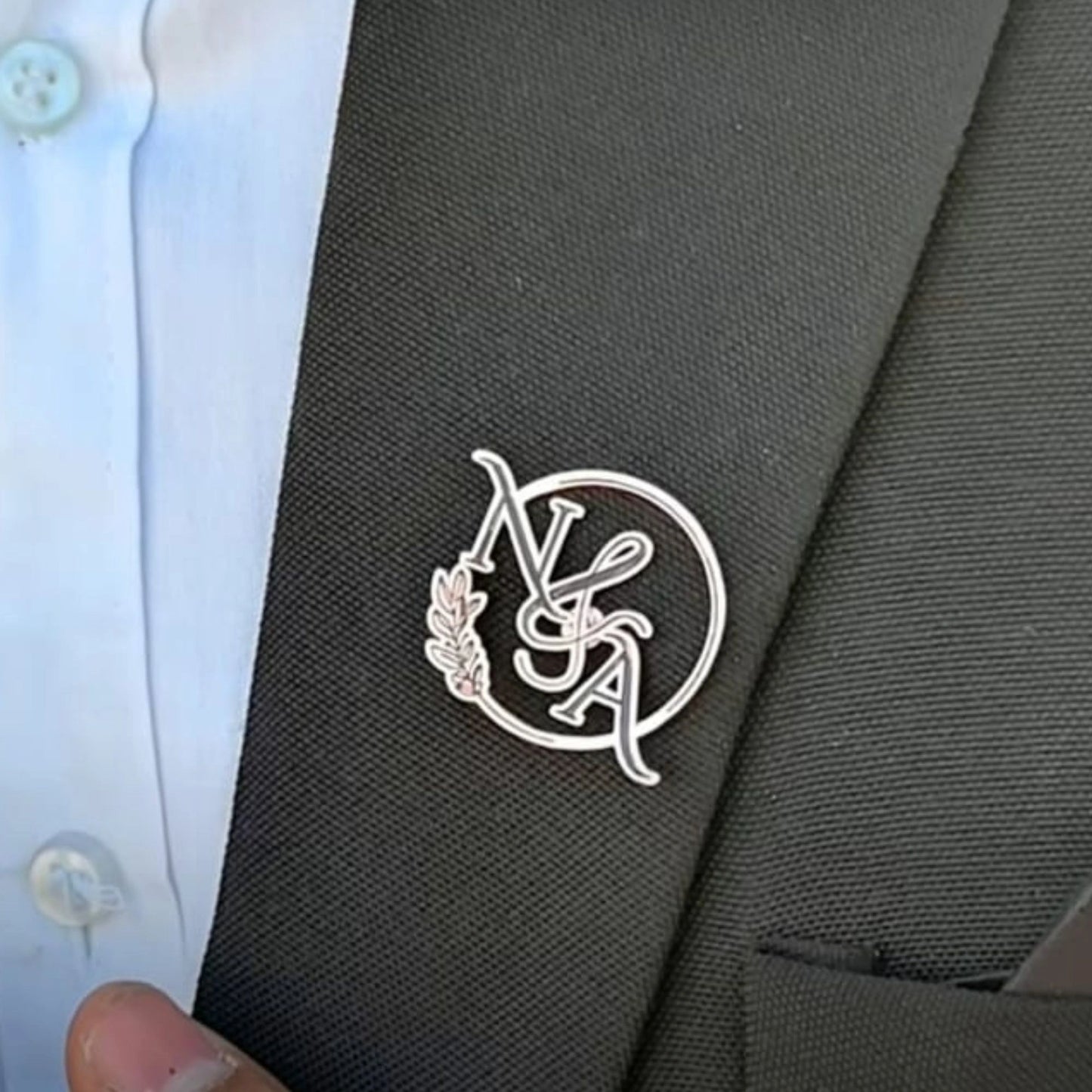 Customized Royal Initial Brooch - Deep Engraved Personalized Name Pin for Men & Women