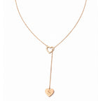 Customised Heart Initial Y-Necklace - Custom Engraved Letter in Heart Lariat Pendant for Women