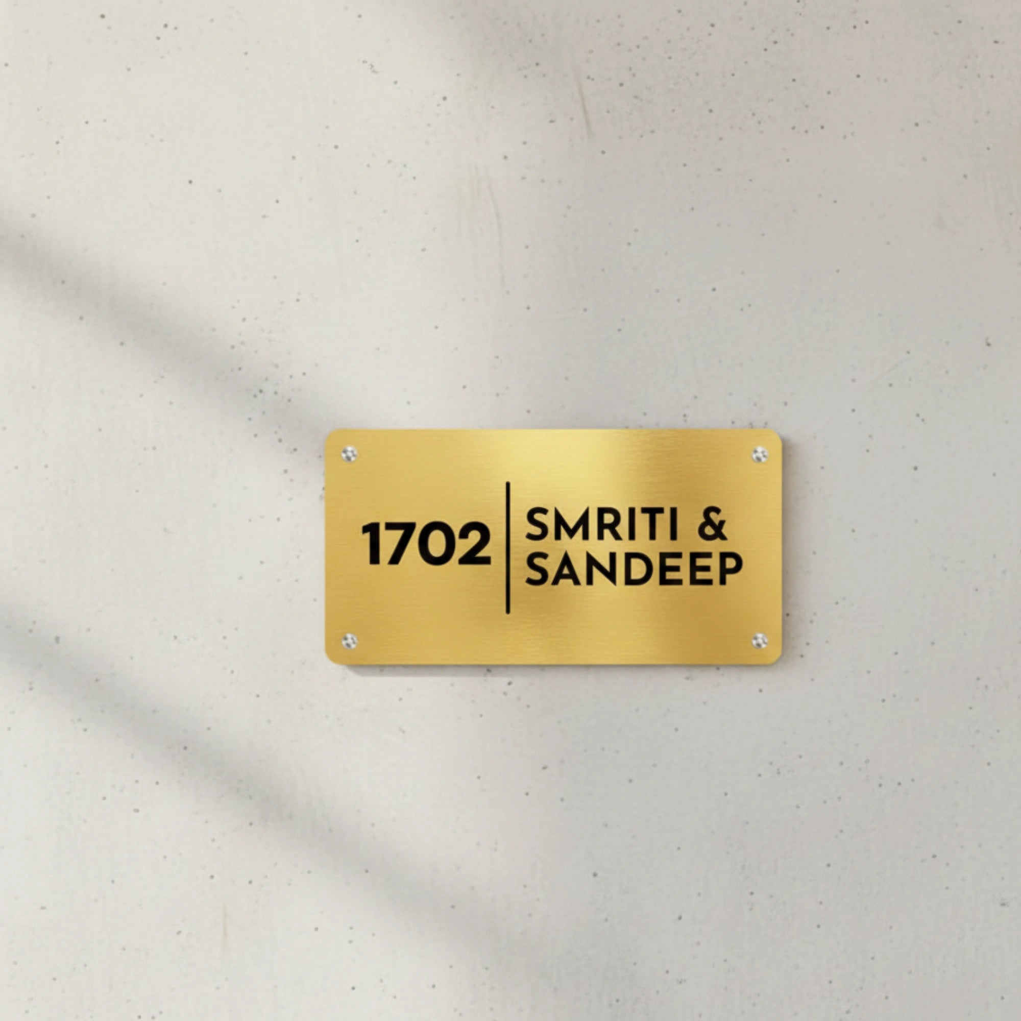 Personalised Metal Door Nameplate for Home – Customised House Name Plate with Flat Number 4x12 Inches