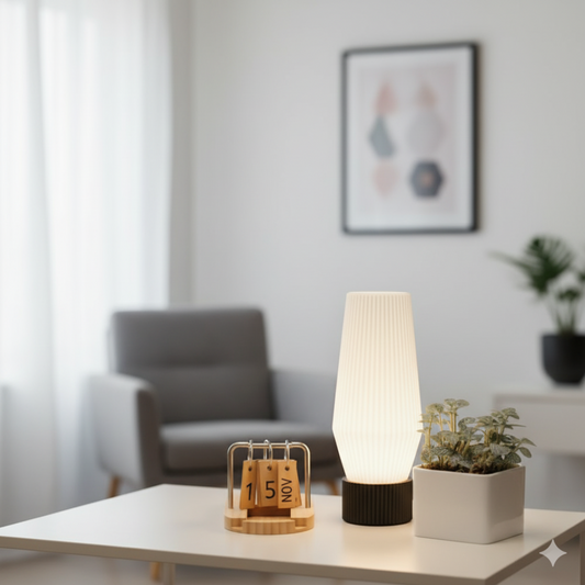 Moskai 3D Line Warm White Modern Table Lamp – Elegant Bedside & Desk Light