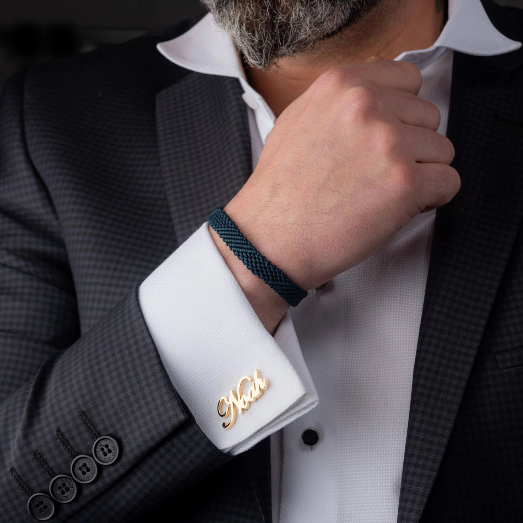 Personalized Name Cufflinks for Men – Custom Script Name Cufflinks for Wedding & Groom Gift