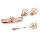 Personalized Initial Cufflinks, Tie Clip & Lapel Pin Set - Custom Brass Jewelry Gift Box for Men
