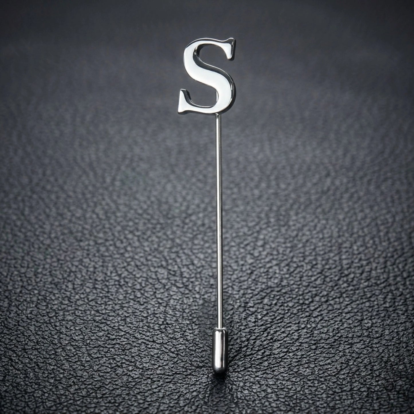 Signature Alphabet Luxury Lapel Pin - Personalized Silver Initial Brooch for Professional & Wedding Wear