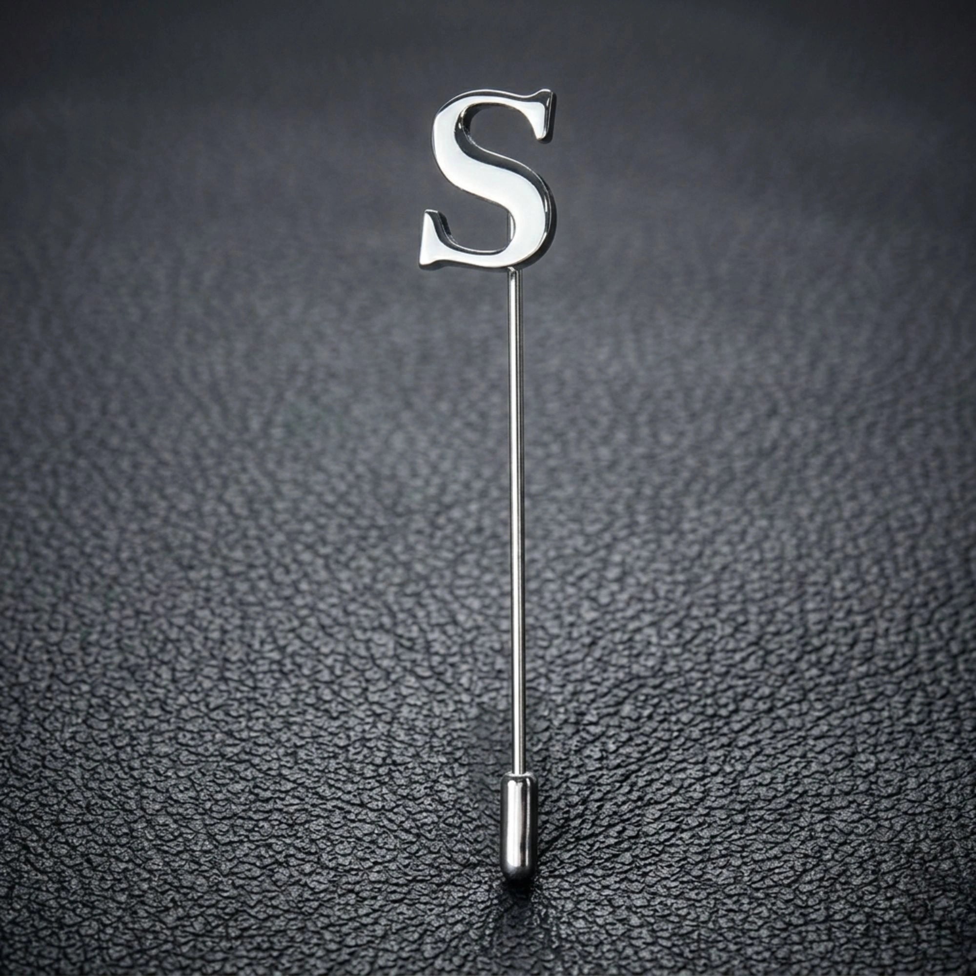 Signature Alphabet Luxury Lapel Pin - Personalized Silver Initial Brooch for Professional & Wedding Wear