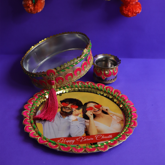 MOSKAI Photo Thali | Personalized Pooja Thali | Custom Aarti Plate