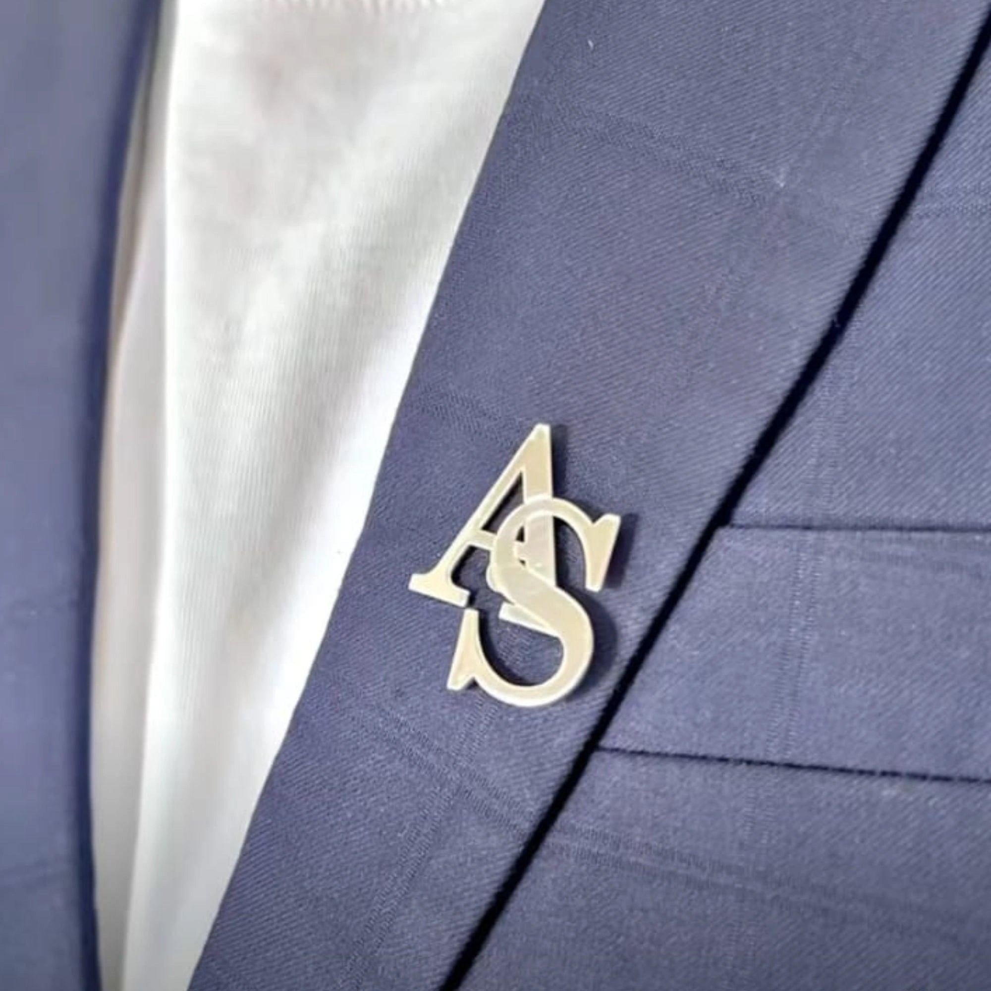 Custom Initial Brooch for Men – Sleek Monogram Brass Lapel Pin for Coat, Suits, Sarees, and Blazers
