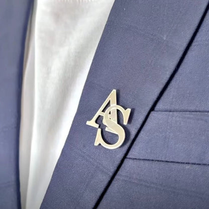 Custom Initial Brooch for Men – Sleek Monogram Brass Lapel Pin for Coat, Suits, Sarees, and Blazers