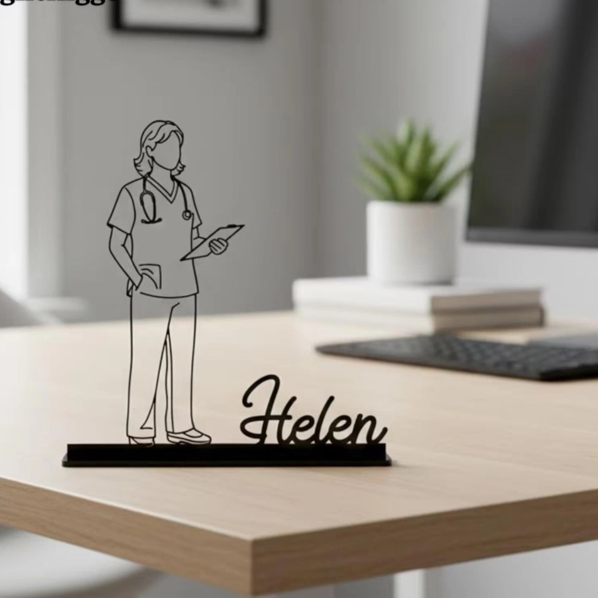 Personalized Nurse Desk Name Plate - Custom Medical Professional Stainless Steel Table Sign - Doctor & Healthcare Worker Office Decor