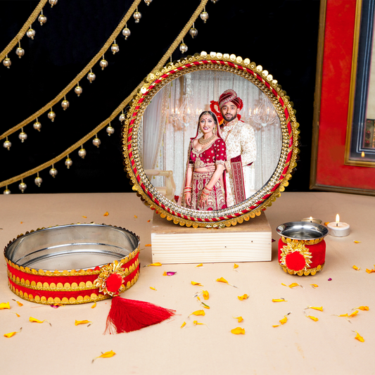Personalised Karwa Chauth Thali Set | Photo Thali Set