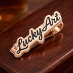 Customized Name Engraved Tie Pin with Black Inlay for Men