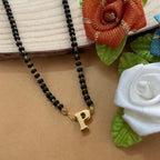 Husband's Initial Name Mangalsutra -Single Alphabet Letter Daily Wear Mangalsutra for Women – Minimalist Soulmate Jewelry