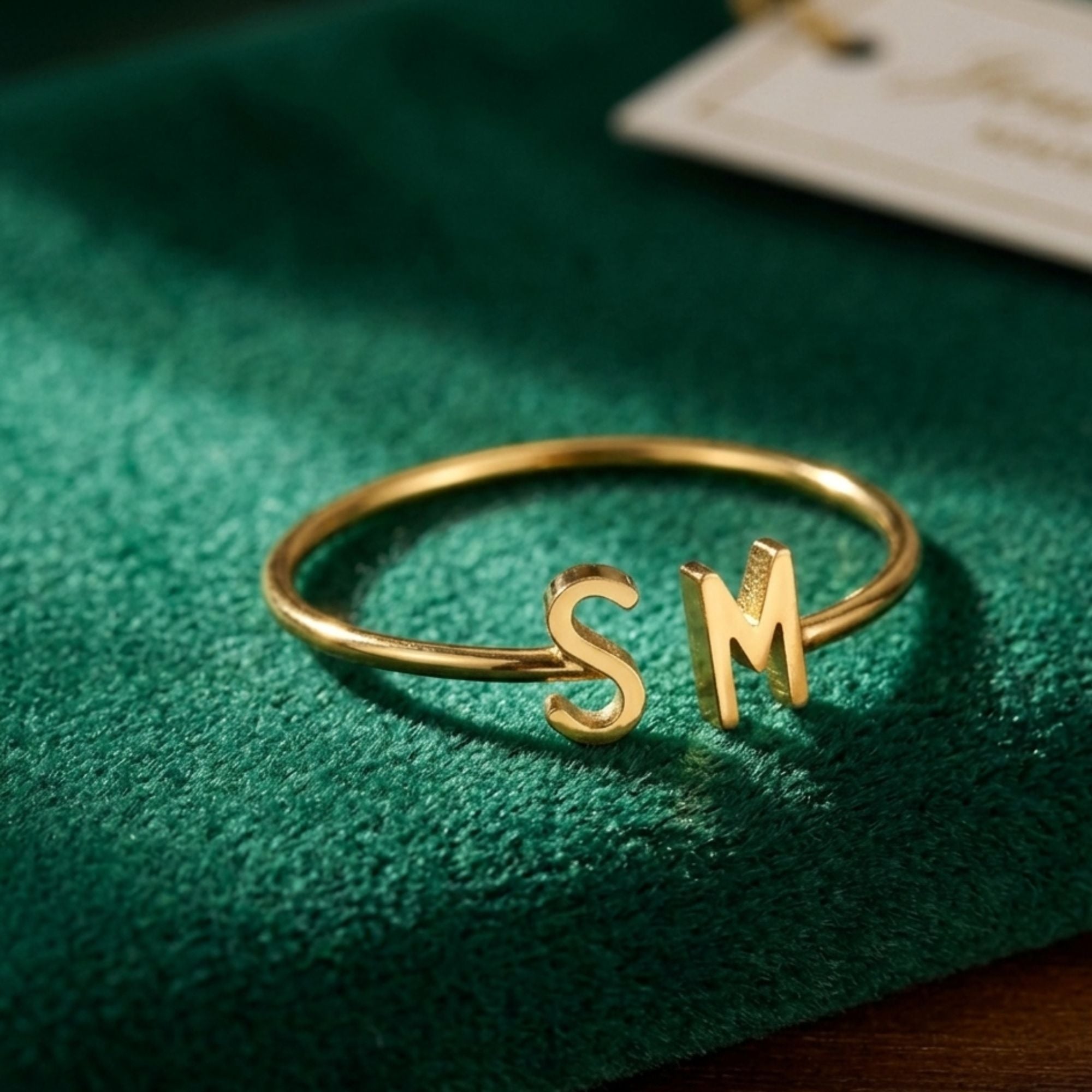 Personalized Double Initial Cuff Bracelet - Gold Plated Custom Two Letter Bangle for Women & Girls