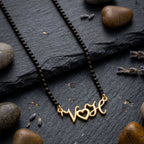 Personalized Initial Name Mangalsutra with Heart Design for Women – Handcrafted Couples Initial Jewelry Gift
