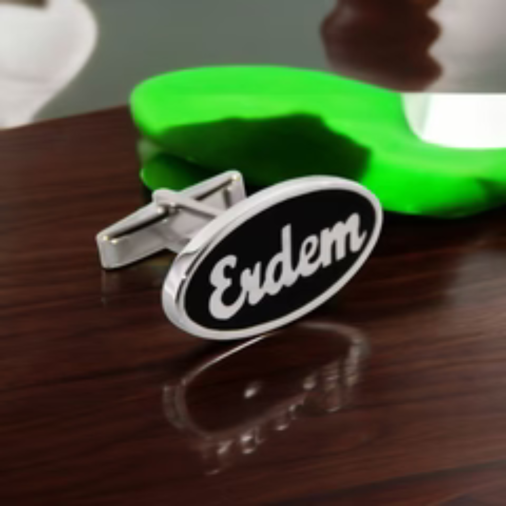 Silver Enamel Name Cufflinks for Groom | Custom Personalized Wedding Cufflinks for Men